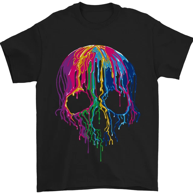 T-shirt da uomo Melting Skull Biker moto gotica cotone gildan