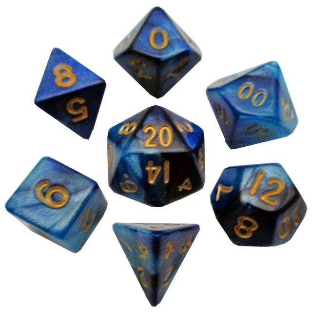 Metallic Dice Games 7-Set Mini: 10mm: DKBUlightbu w/GD # (US IMPORT)