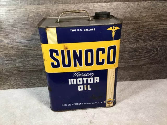 Vintage 1950's Sunoco Mercury Motor Oil 2 Gallon Can