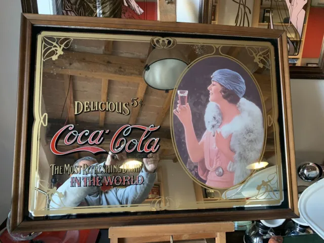 specchio pubblicitario vintage COCA COLA 74x55 cm originale