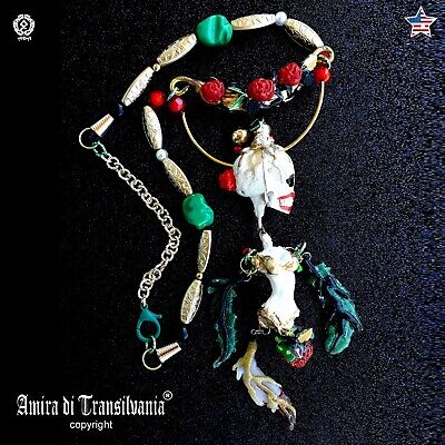 luxury jewelry talisman necklace mexico ethnic pendant tribe skull doll calavera