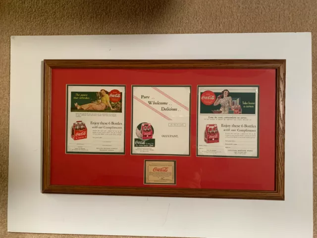 Coca Cola Matted and Framed Coupons Picture