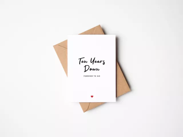 Ten Years Down Happy Anniversary Card Tenth 10th Wedding Cards For Husband Him