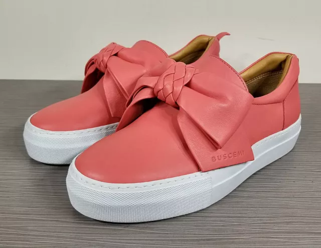 BUSCEMI 40MM Bow Leather Sneakers, Salmon Leather, Womens Size 6 / 36