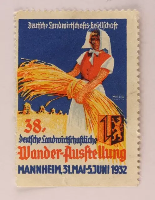 38th Agriculture Expo in Mannheim 1932 German Poster Stamp Ad