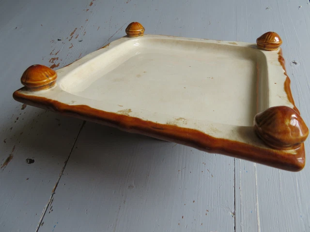 Lot Ancien Dessous De Plat Vert Céramique + 6 Repose-couteaux Forme Corde - Vintage
