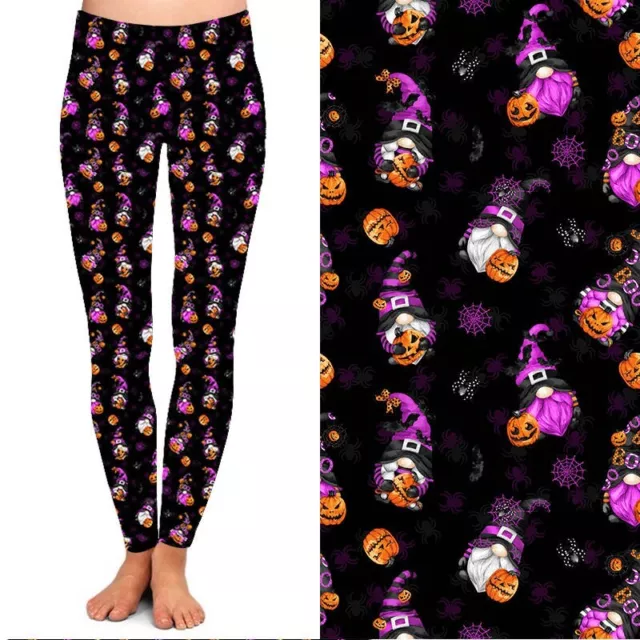 Halloween Gnome Pumpkin Spider Women's Leggings w/ Pocket TC2 Ex Plus Size 20-24