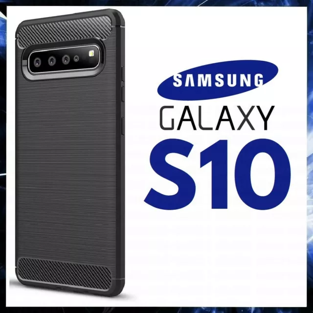 Custodia Per Samsung Galaxy S10 Cover Nera Opaca Carbon In Tpu Ultra Slim S 10