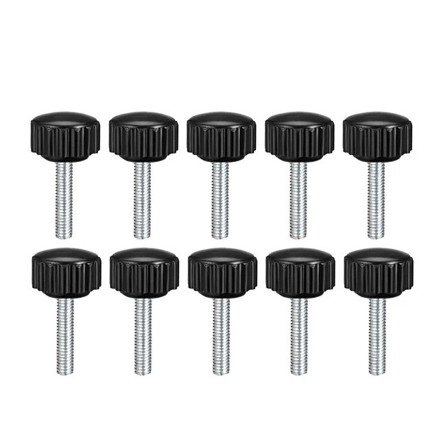 M4x20mm, filetage mâle Collier moleté Poignée Bouton visser tête rond type 10pc