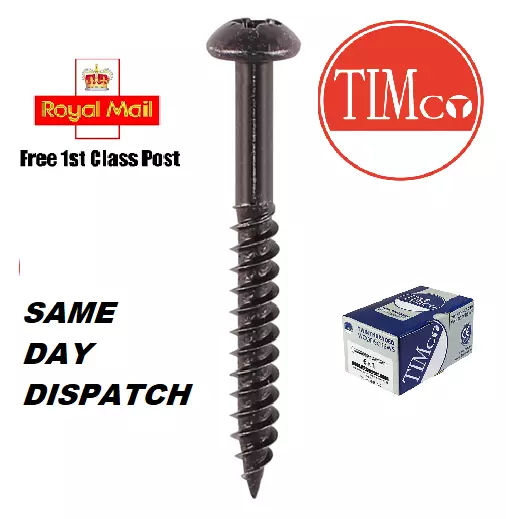 BLACK WOOD SCREWS POZI ROUND DOME PAN HEAD BLACKJAX POZIDRIVE JAPANNED 6g 8g 10g