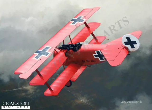 Manfred von Richthofen, the Red Baron Aviation Art Post Card  Fokker Triplane