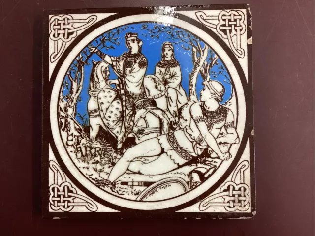 ANTIQUE MINTON TILE - MOYR SMITH - C1876 6x6” Et Arrie