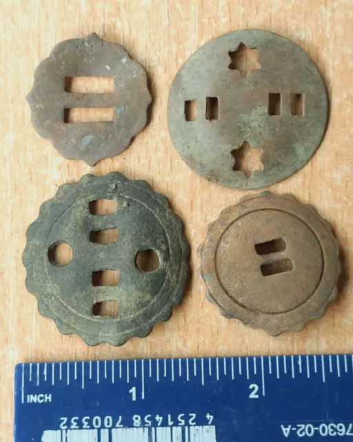 Ancient bronze Button Clasp Buckle Amulet Bead Earring Pendant Necklace  4 pcs