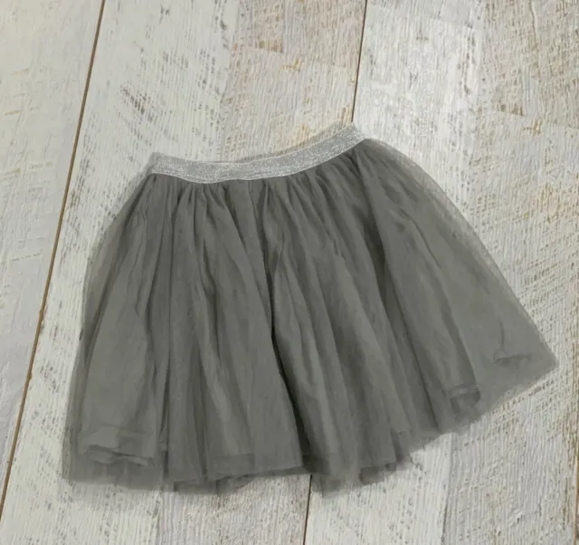 Girls size 10 grey silver band soft tule tutu skirt - cotton lined
