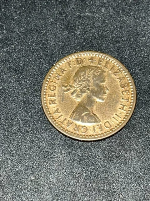 1955 Farthing Coin Queen Elizabeth II Great Britain British 1/4d 3