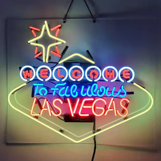 Welcome To Las Vegas Neon Sign 24"x20" Glass Beer Bar Pub  Wall Decor Artwork