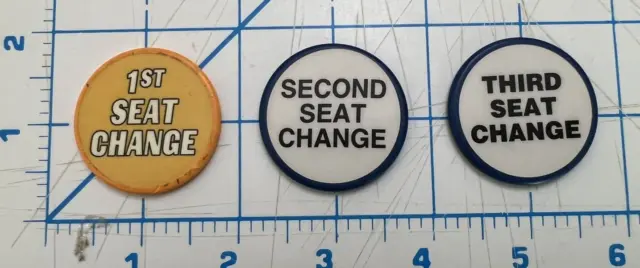 Seat Change Poker Button Double Sided - 3  BUTTONS  FIRST, SECOND, THIRD, USED