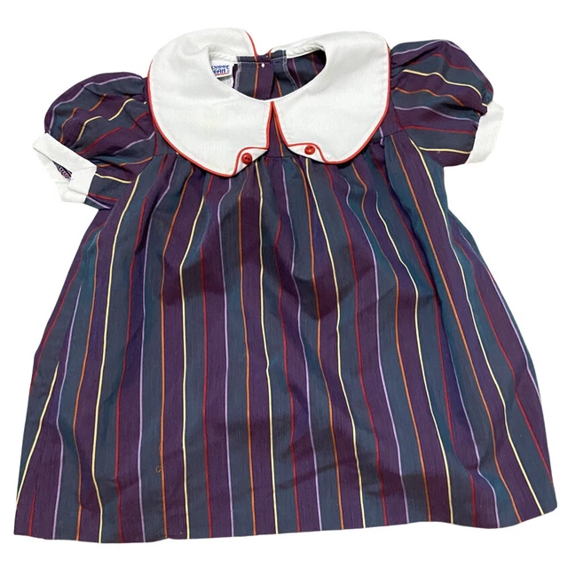 Vintage Bonnie Jean Smock dress peter pan collar 80s 70s Size 5 USA union made