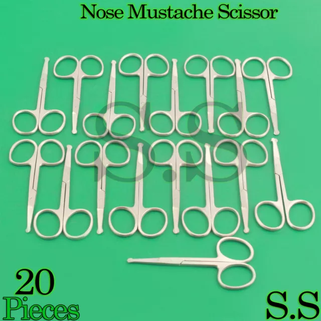 20 Safety Scissors Mustache, Nose, Ear Hair Pet Grooming, Manicure 3.5" STRAIGHT