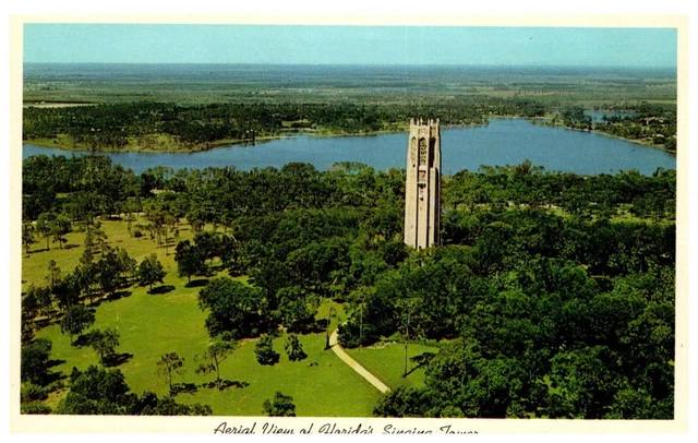 Lake Wales Aerial View Florida SINGING TOWER Unposted Vintage Postcard