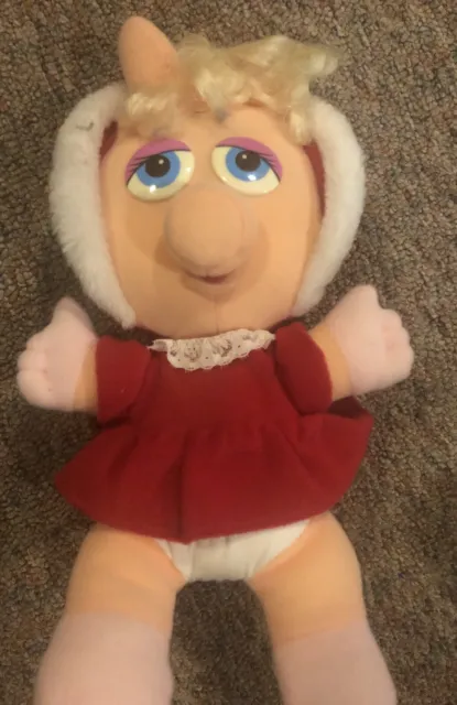 Vintage 1987 Baby Miss Piggy 9” Muppets Plush Stuffed Jim Henson 1980s Toy 2