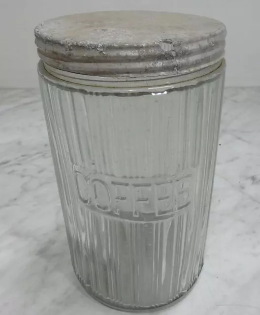 Vintage Hoosier Style Glass Coffee Canister Jar