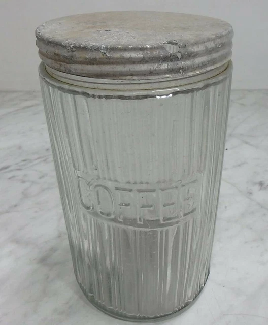 Vintage Hoosier Style Glass Coffee Canister Jar