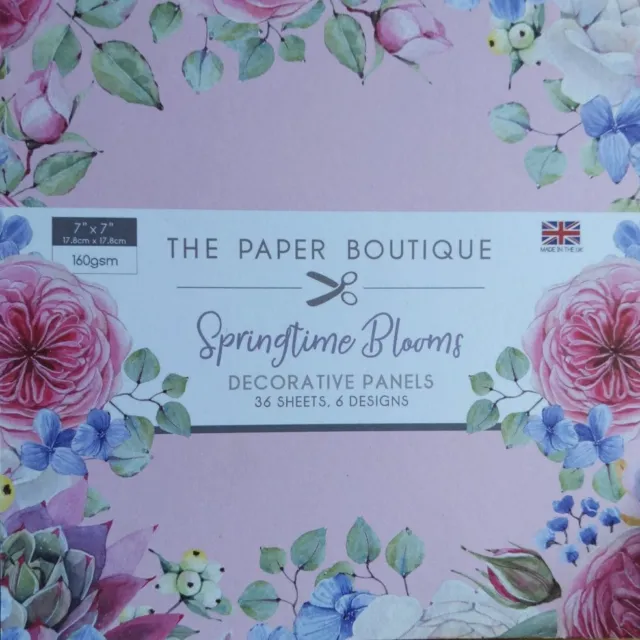 THE PAPER BOUTIQUE 'springtime blooms' DECORATIVE PAPERS 36 sheets, 6 designs