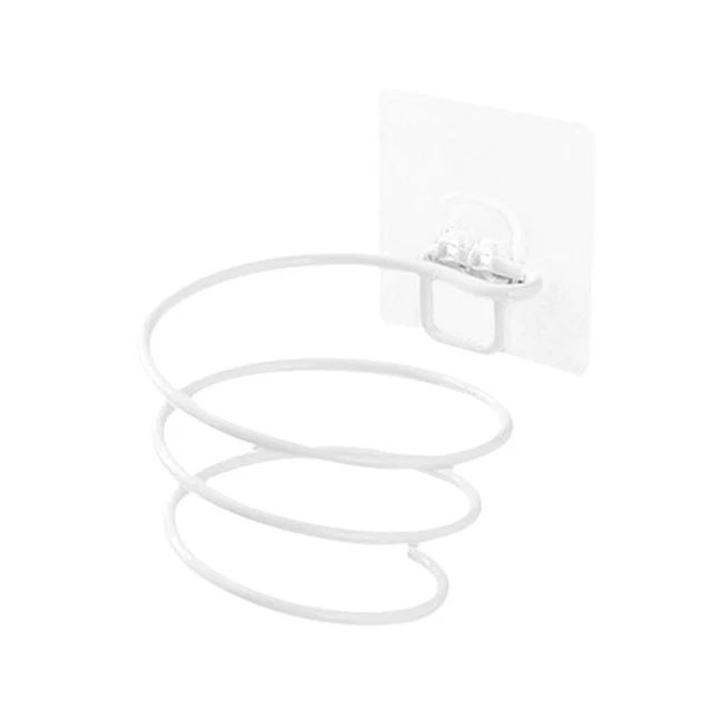 Organizador de soporte de pared para secador de pelo montado en pared de hierro (blanco)