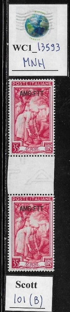 WC1_13593. ITALY: TRIESTE FTT. 35 L gutter pair 1950 ITALY @ WORK Scott 101. MNH