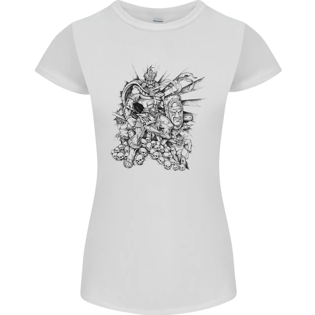 T-shirt donna Inca Warrior Skull Gym arti marziali MMA Axe taglio