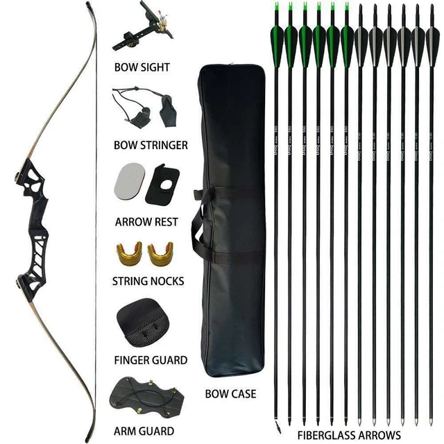Arc Recourbé Démontable HNZMDY 66-70 Pouces 14-40 Lbs – Bois Et Fibre, Pour Chasse Et Loisir