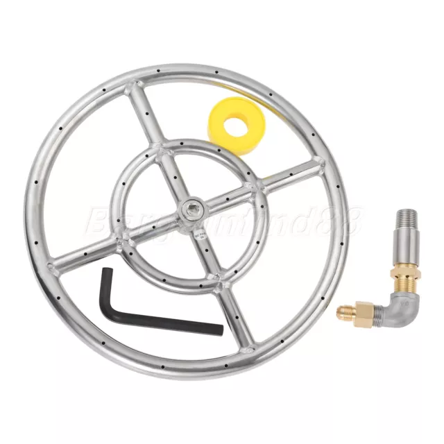 12 Inch Propane Gas Fire Pit Stainless Steel Burner Ring With150K BTU Connector