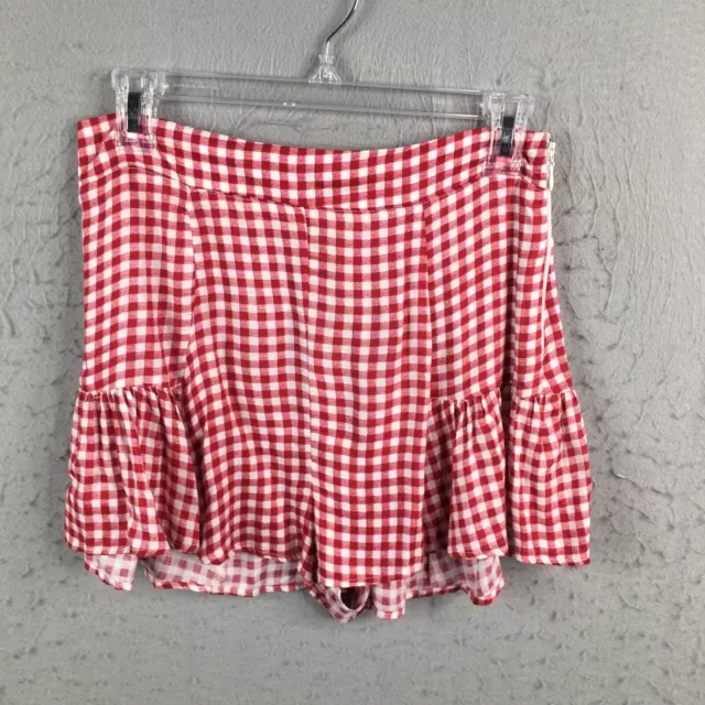 Show Me Your Mumu Shorts Womens Small Red White Gingham Ruffle Skippy NEW