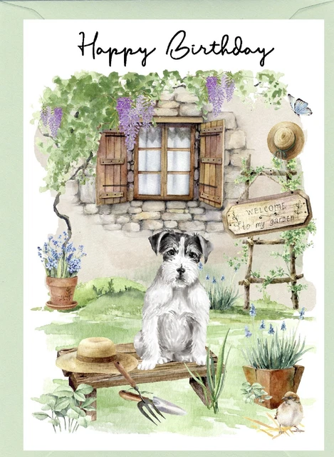 Biglietto Di Compleanno Con Cane Border Terrier - 145x145 Mm