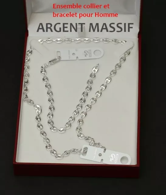 Chaine 50cm 6mm pour homme GRAIN DE CAFE en vrai argent massif 925 neuve 3