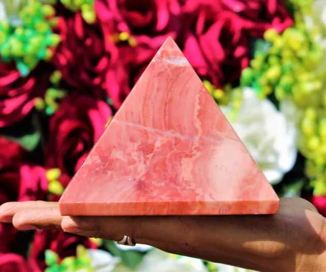 Huge 125MM Pink Bustamite Stone Metaphysical Meditation Chakra Egyptian Pyramid