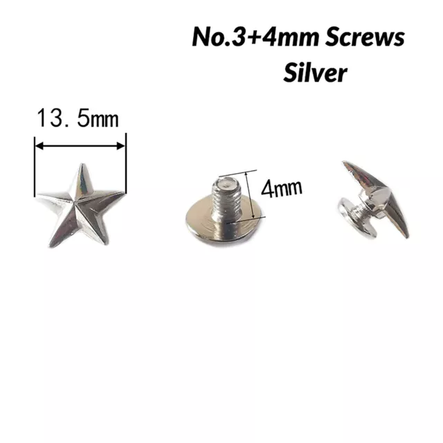 Metal Star Studs Rivet Spike Screws for Leather Craft DIY Clothing Shoes Bags