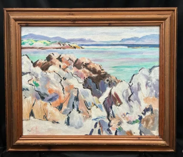 1920's SCOTTISH COLOURIST LANDSCAPE OIL PAINTING OF IONA signed indistinctly ??