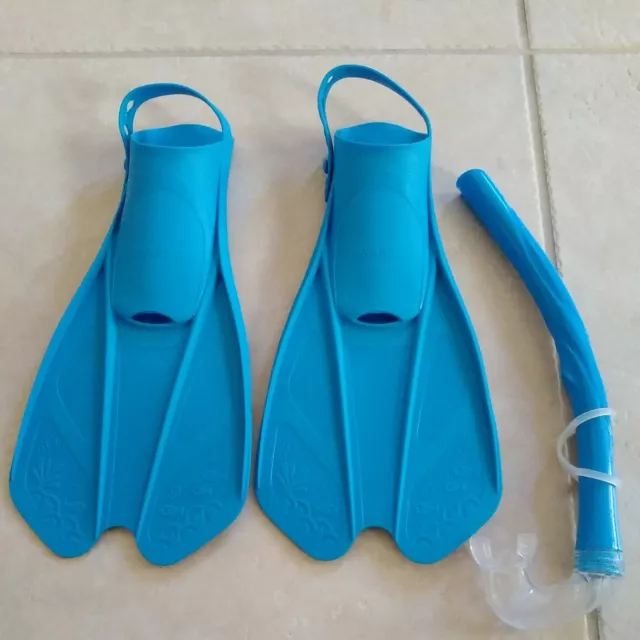 Speedo Kids Sea Seeker Snorkel and Fin Set Blue S/M - NO MASK