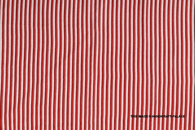 Indio Mano Bloque Raya Estampado Algodón Tela Natural Vestido Costura Craft 4.6m