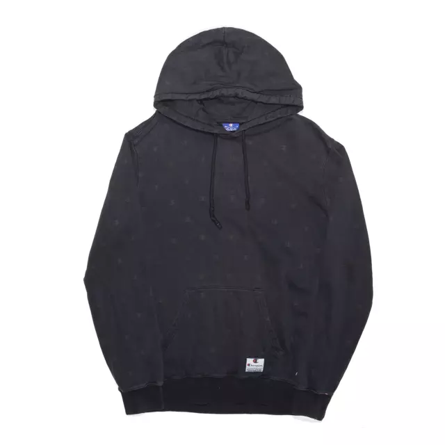 CHAMPION Sports Patterned Black Pullover Hoodie Mens S