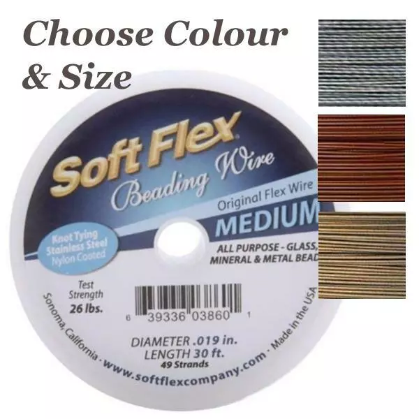 Soft Flex Beading Softflex Wire Nylon Stainless Steel Bead Stringing Choose size