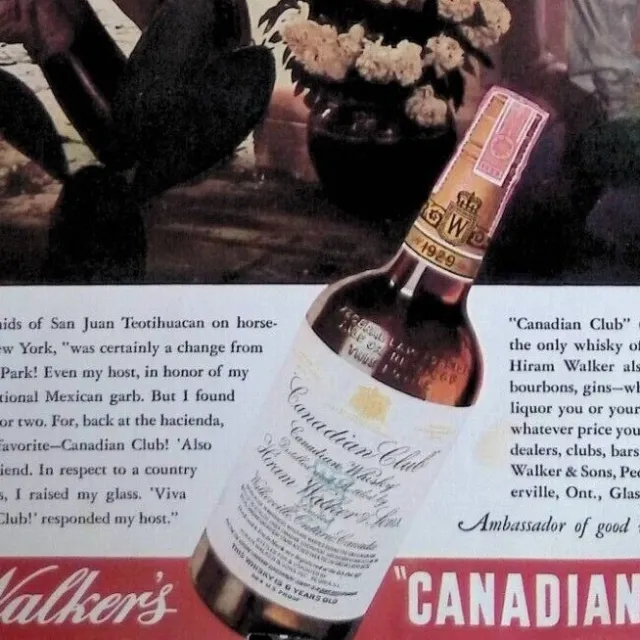 1937 Hiram Walker's Canadian Club Whisky Mexican Scene Print Ad