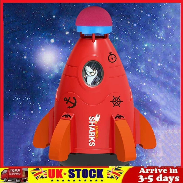 Space Rocket Sprinklers Rotating Water Powered Launcher Summer Fun Toys (Red)