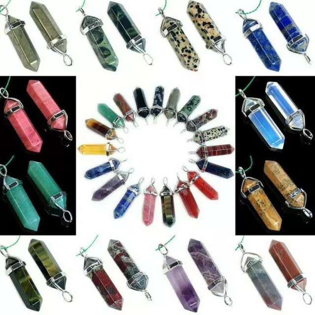 Polished Natural Quartz Crystal Necklace Pendant Gemstone Healing Gift
