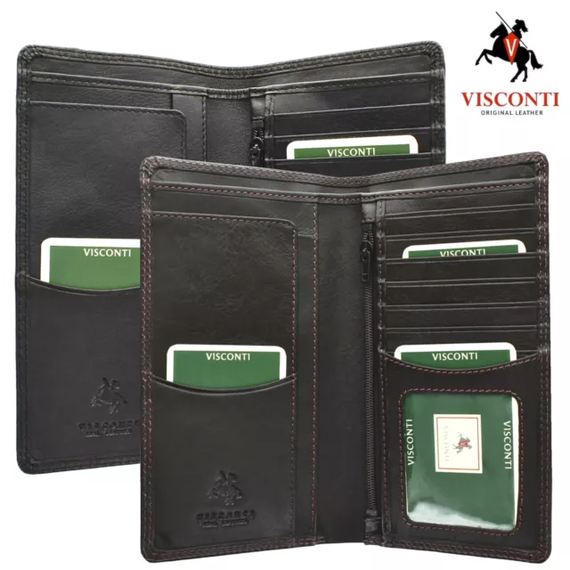 Wallet Leather Soft Black or Brown Slim for Suit Jacket Pocket New VISCONTI HT12