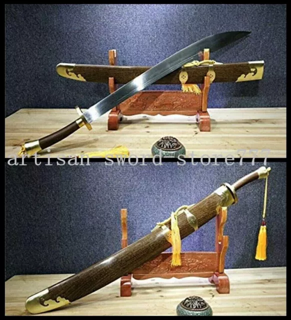 Chinese Tai Ji  DAO Handmade damascus steel sword Rosewood handle scabbard