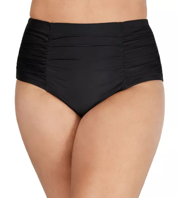 ISLAND ESCAPE High Waist Bikini Bottoms Plus Size 22W Black Tummy Control