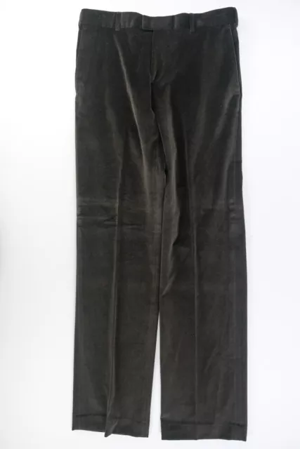 Paul Smith Mens Velvet High-Rise Straight Leg Flat Front Trousers Brown 34x35.5